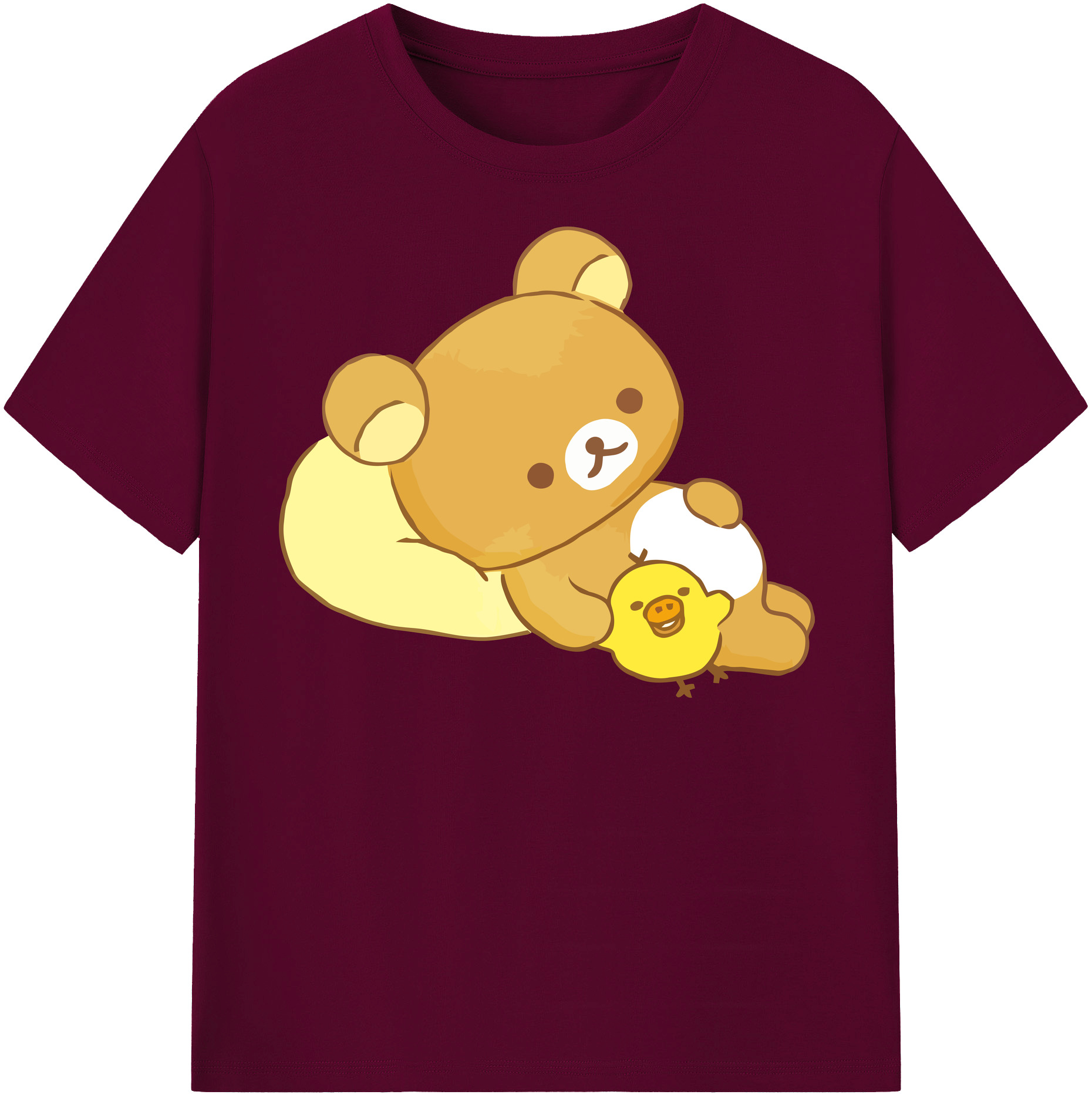 （画像用） リラックマ リラックマ キイロイトリ Rilakkuma Korilakkuma Kiiroitori レディースカジュアルプリントTシャツ（綿100％）